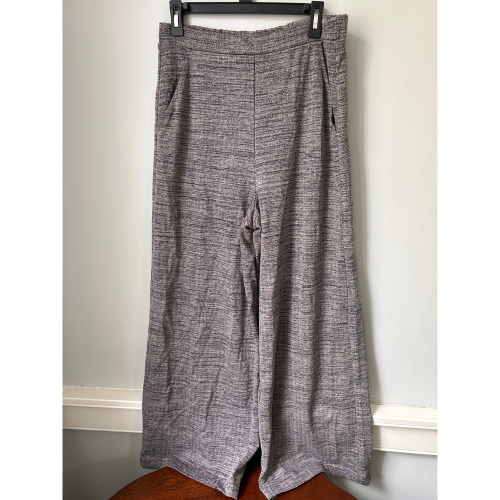 Banana Republic Women Gray Marl Textured Knit Wide Leg Cropped Pants Size M